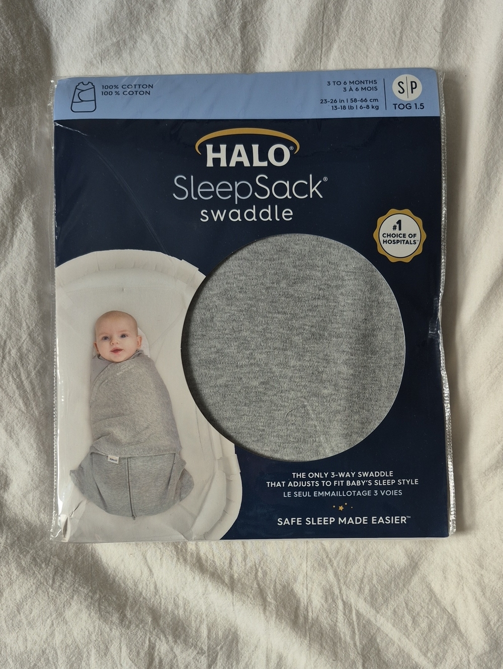 Halo SleepSack 3-way Swaddle - Grey - 3 to 6 Months